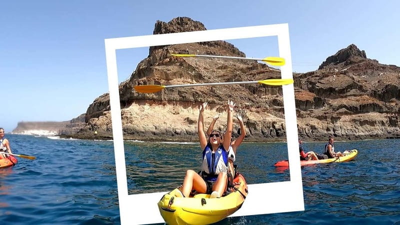 Puerto Mogán: Guided Adventure Kayak Tour in Caves & Snorkel - Paddling beneath the Mogán cliffs